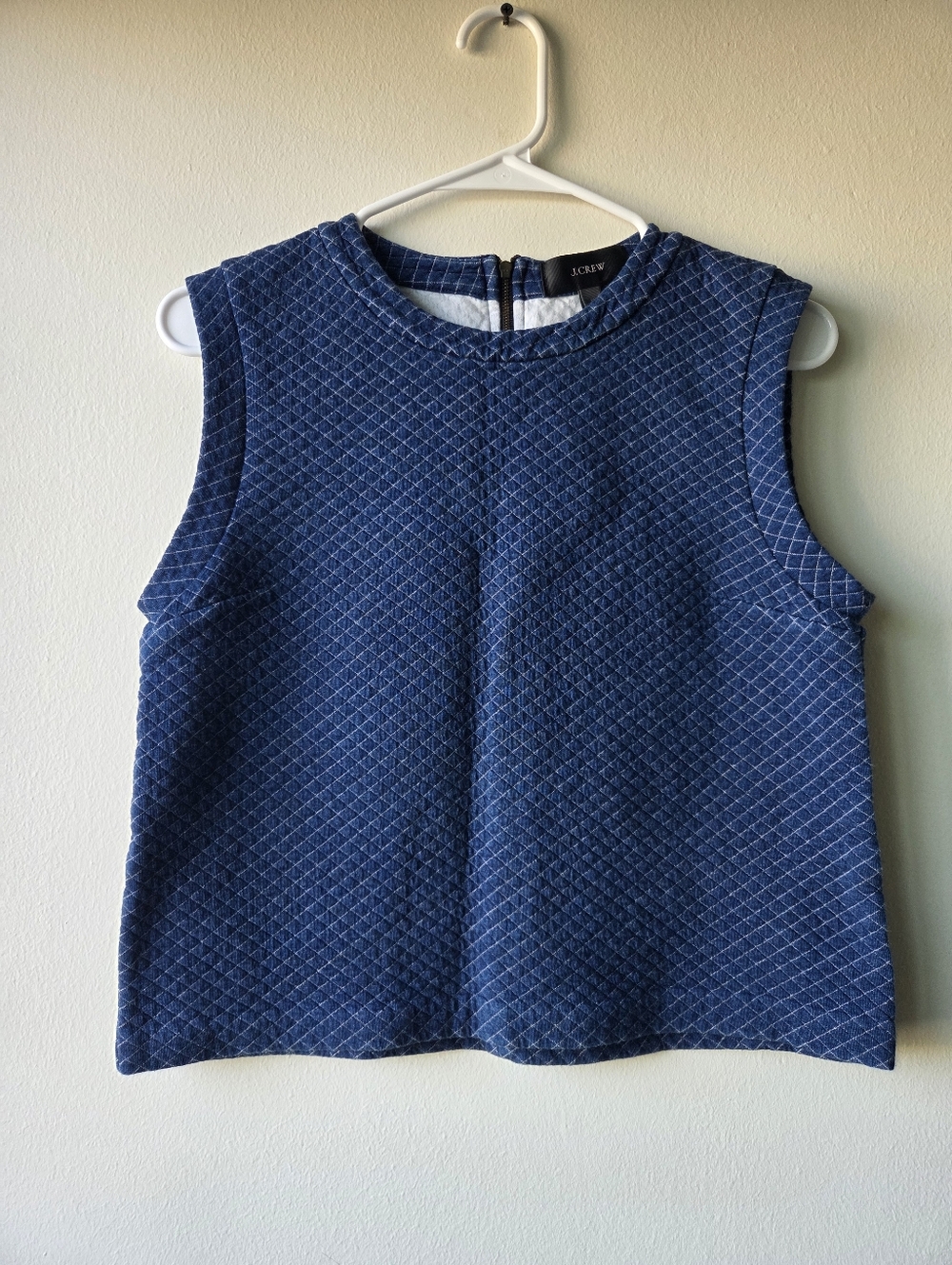J. Crew Quilted Sleeveless Navy Boxy Crop Top